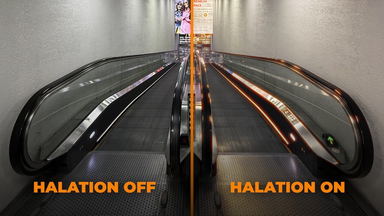 Without / with Halation